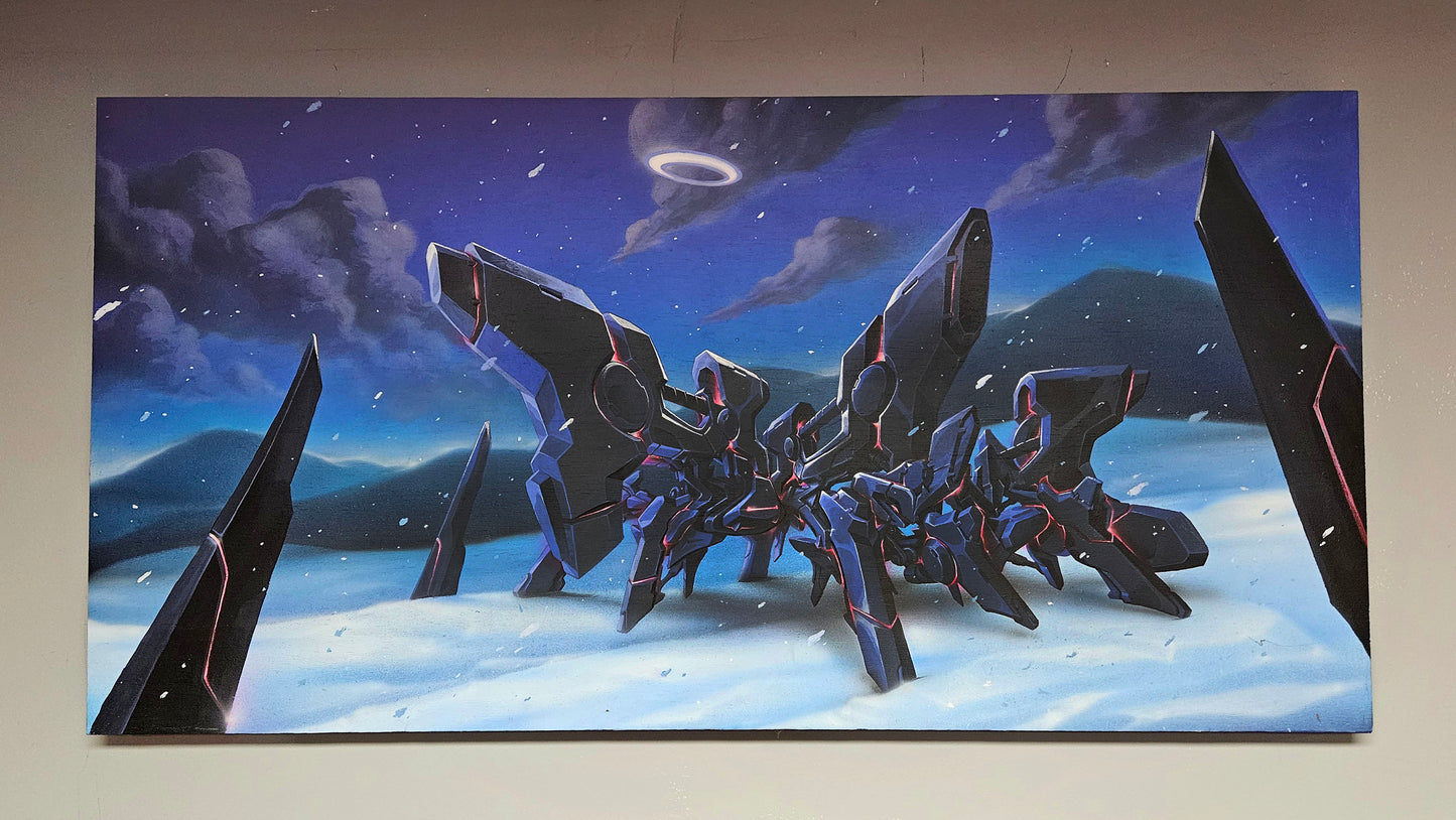 ObsidianLettermech patrolling the Glacier Canvas
