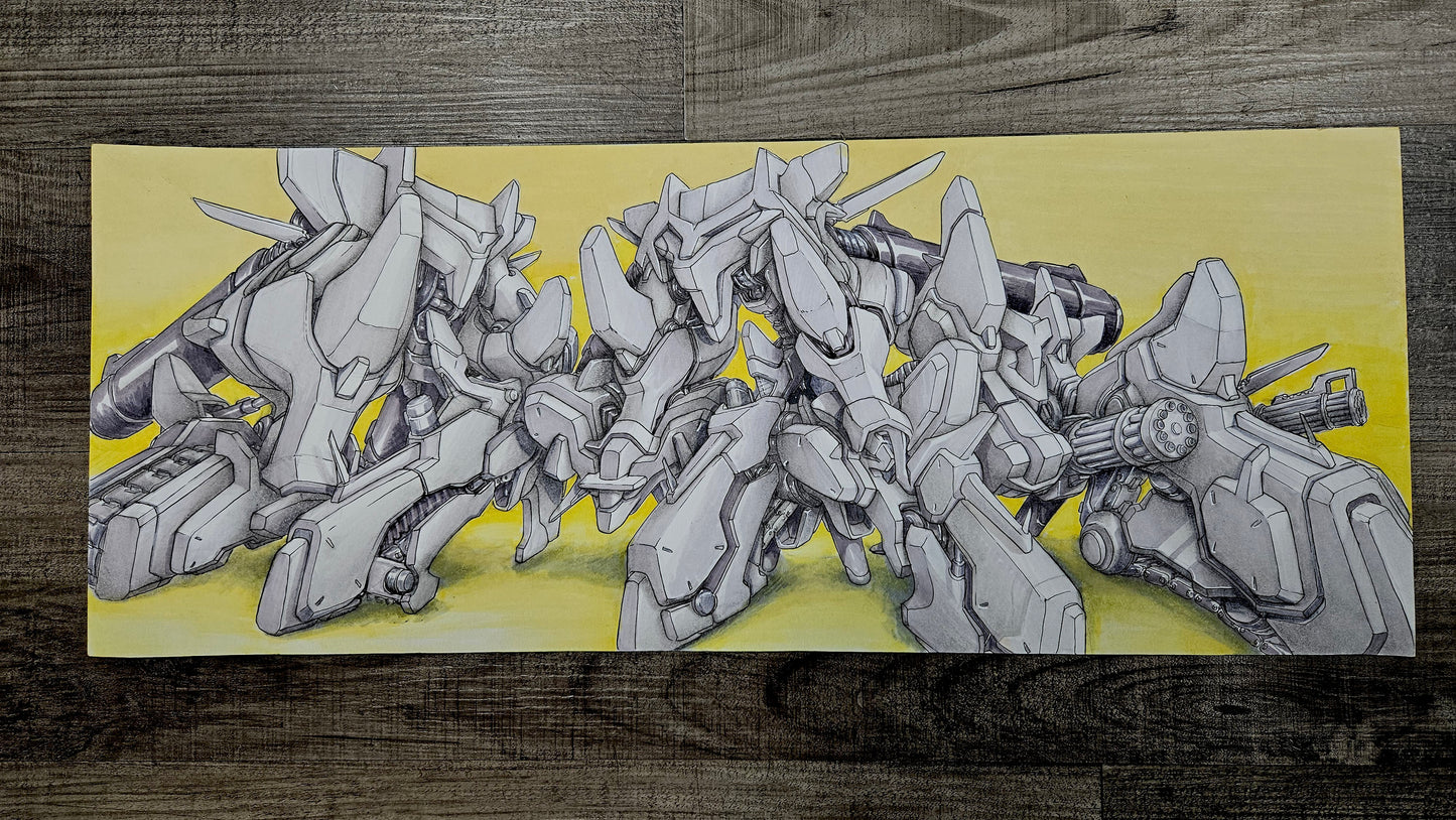 Handdrawn Blackcook Outline MegaMech Lettermech