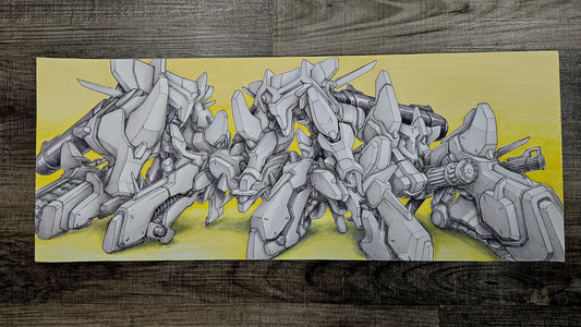 Handdrawn Blackcook Outline MegaMech Lettermech